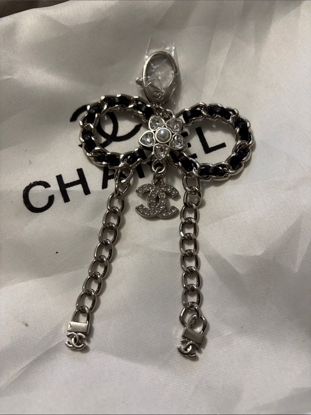 CC Silver and Black Bow Charm